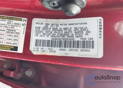 2008 Toyota Corolla Ce from USA, damaged, VIN 1NXBR32E78Z023459